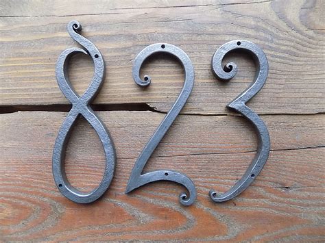 metal 3 house number on pole base|Wrought Iron Metal House Numbers & House Letters.